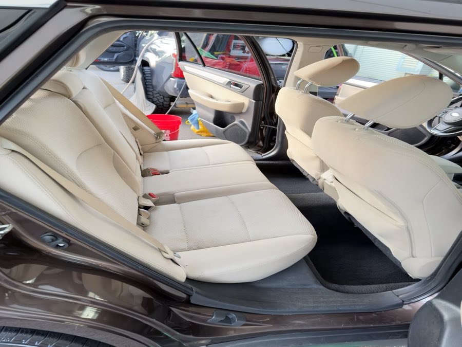 Interior after a deep clean, seat rails and carpet reached